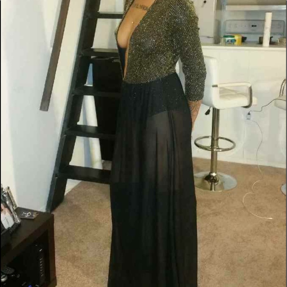 Long black and gold dress